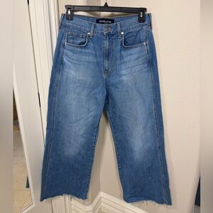 Veronica Beard Taylor Raw Hem High Waist Wide Leg Jean Size 30 Medium Wash Denim